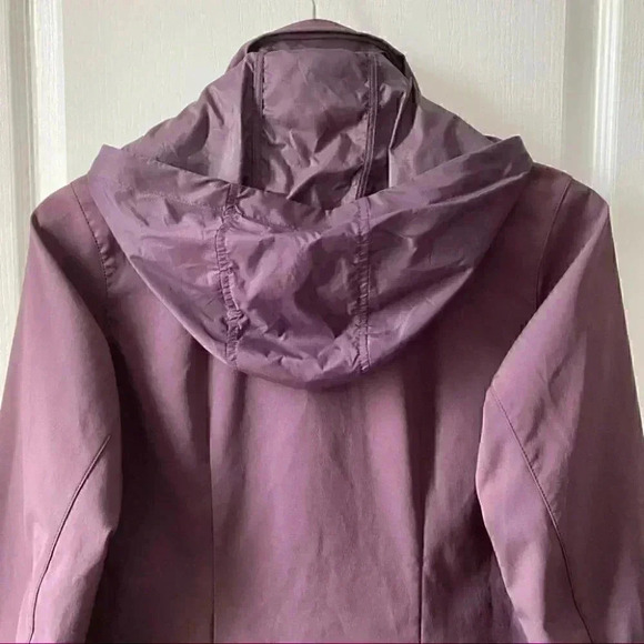 Eddie Bauer Softshell Utility Jacket Hooded Trench Coat Spring Fall Purple XS - Picture 7 of 15
